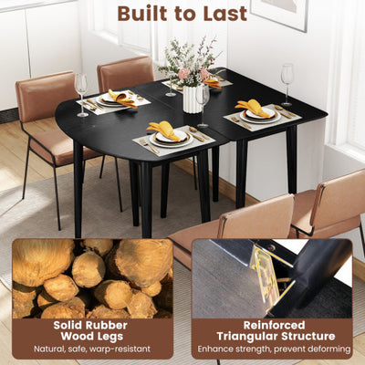 Extendable Oval Dining Table Set with 2 Half-Round Tables for 4-6 People-Black