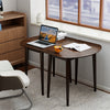 Extendable Oval Dining Table Set with 2 Half-Round Tables for 4-6 People-Walnut