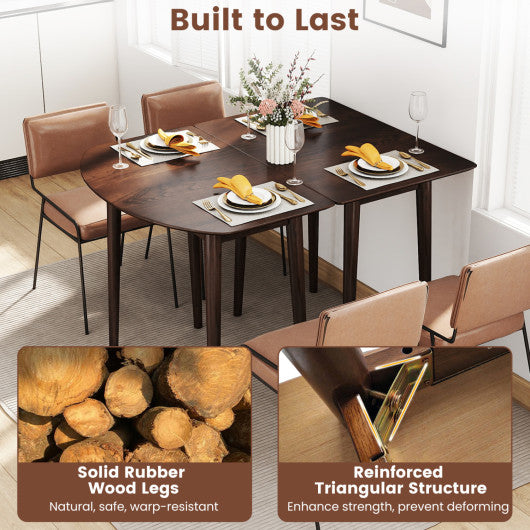 Extendable Oval Dining Table Set with 2 Half-Round Tables for 4-6 People-Walnut