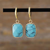 Copper Natural Stone Dangle Earrings - Sky Blue / One Size