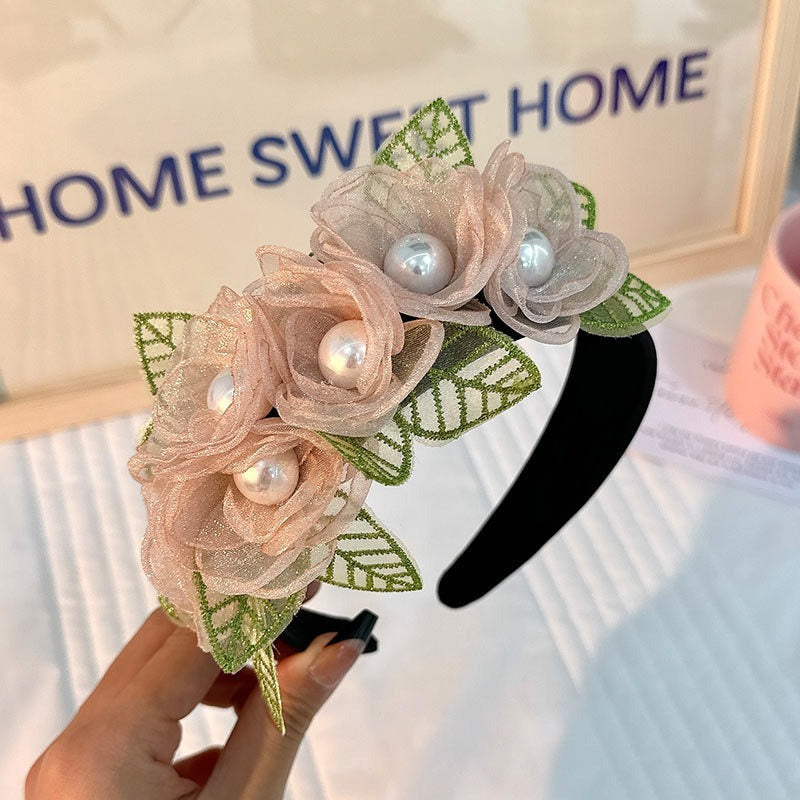 Fashionable fabric flower pearl flower headband