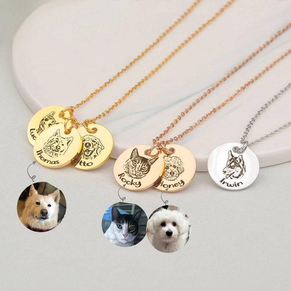 Pet sketch necklace portrait cat puppy pet DIY engraving keychain