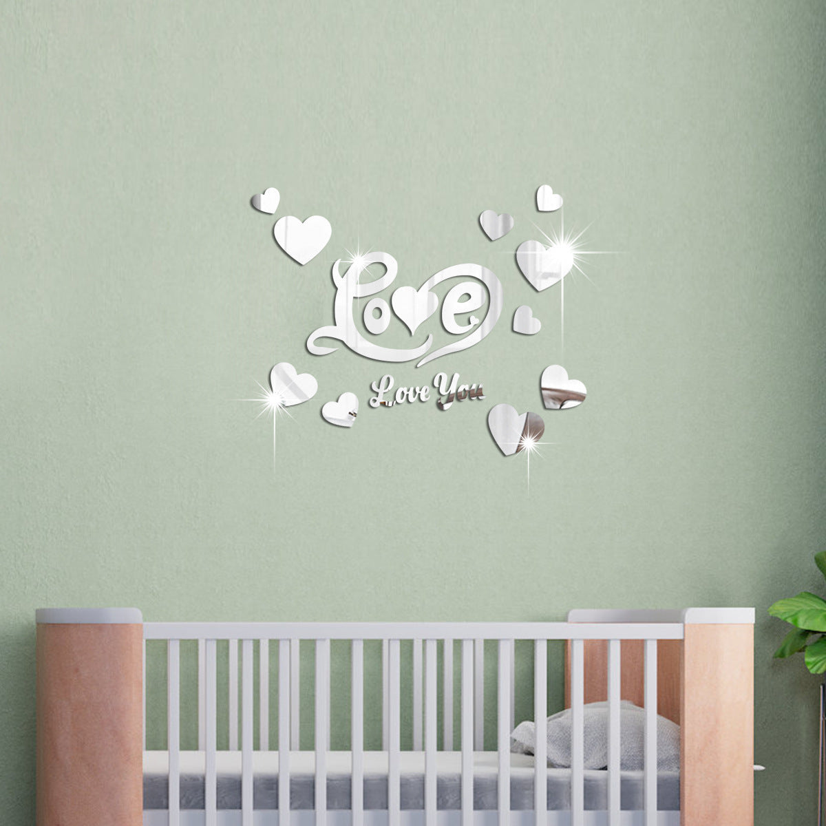 Cross-border Export Love Mirror Acrylic Wall Sticker for Bedroom and Living Room Decor
