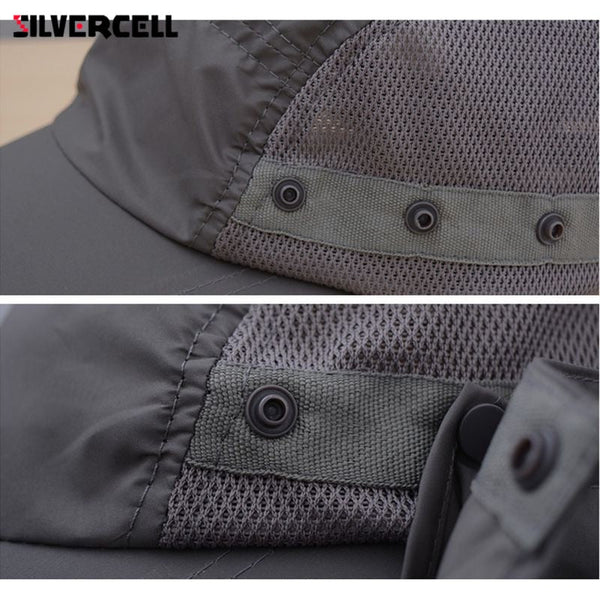 Sun Caps Flap Hats 360 degree Solar UV Protection Sun Hat Summer Men Women Sun Visor Cap Folding Removable Neck Face Mask Head