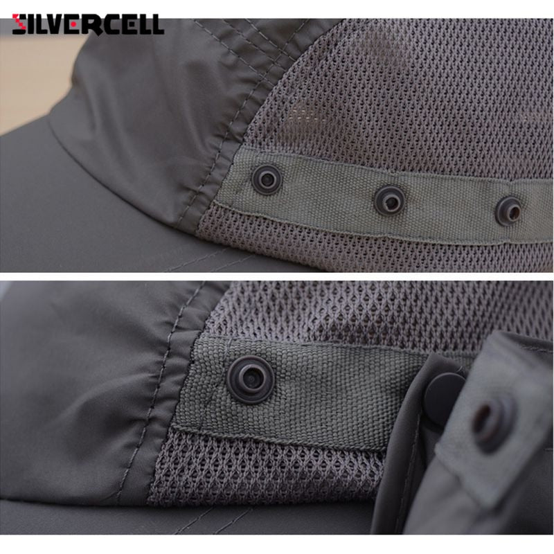 Sun Caps Flap Hats 360 degree Solar UV Protection Sun Hat Summer Men Women Sun Visor Cap Folding Removable Neck Face Mask Head