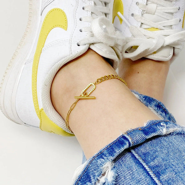 Mixed Chain Glam Toggle Anklet - Gifts for You 'n Me
