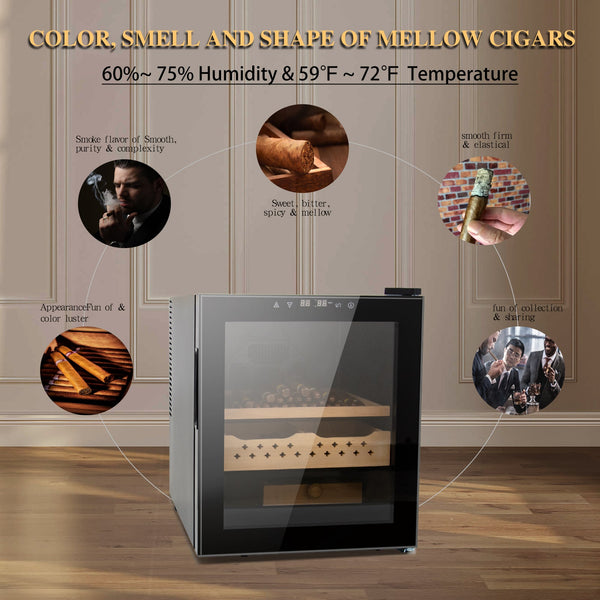 50L Cigar Humidors with 3-IN-1 Cooling, Heating & Humidity Control, 250 Counts Capacity Cigar Humidor Humidifiers with Constant Temperature Controller