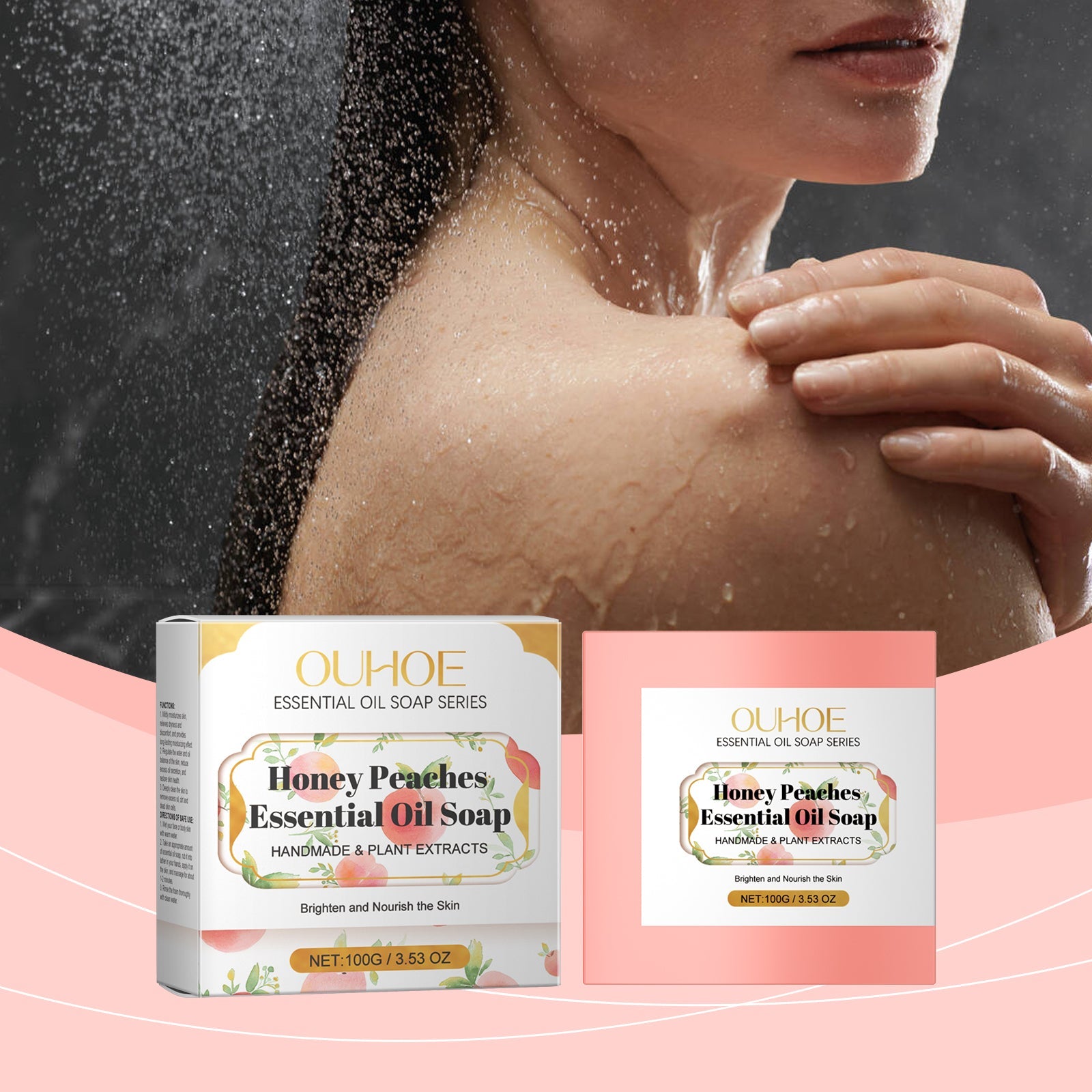 Peach Essential Oil Soap, Gentle Repair Moisturizing Oil Removal Refreshing Cleansing Body Cleansing Bath Essential Oil Soap