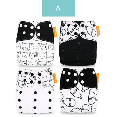 Happy Flute Cloth Diapers for Children Adjustable Wet/Dry Bag Waterproof Babies Diapers Ecological Backpack Reusable 4 pcs/set