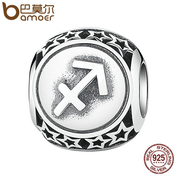BAMOER 925 Sterling Silver Aquarius Star Sign Zodiac Beads Charms fit Bracelets PSC048