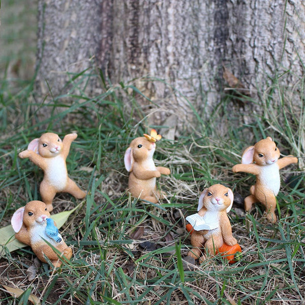 Cute Little Rabbit Plugin Resin Animal Decoration Courtyard Garden