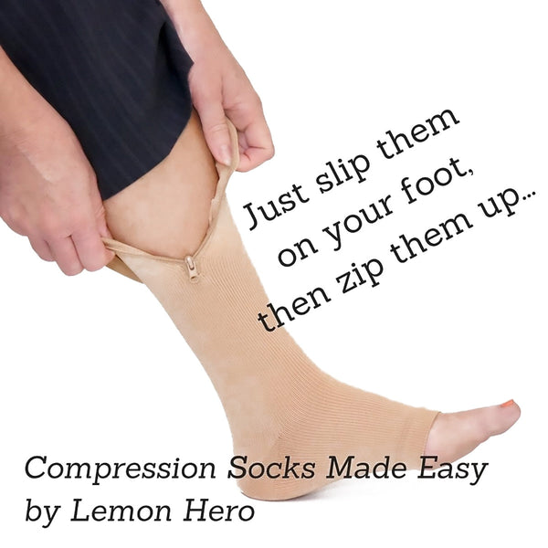 1 Pair Unisex Compression Socks Zipper Leg Support Knee Socks Women Men Open Toe Thin Anti-Fatigue Stretchy Socks Drop shipping - Gifts for You 'n Me