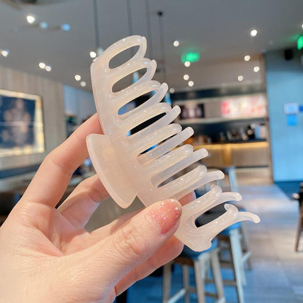 1PC Korean Solid Large Hair Claws Elegant Acrylic Hairpins Barrette Crab Hair Clips Headwear for Women Girls Hair Accessories