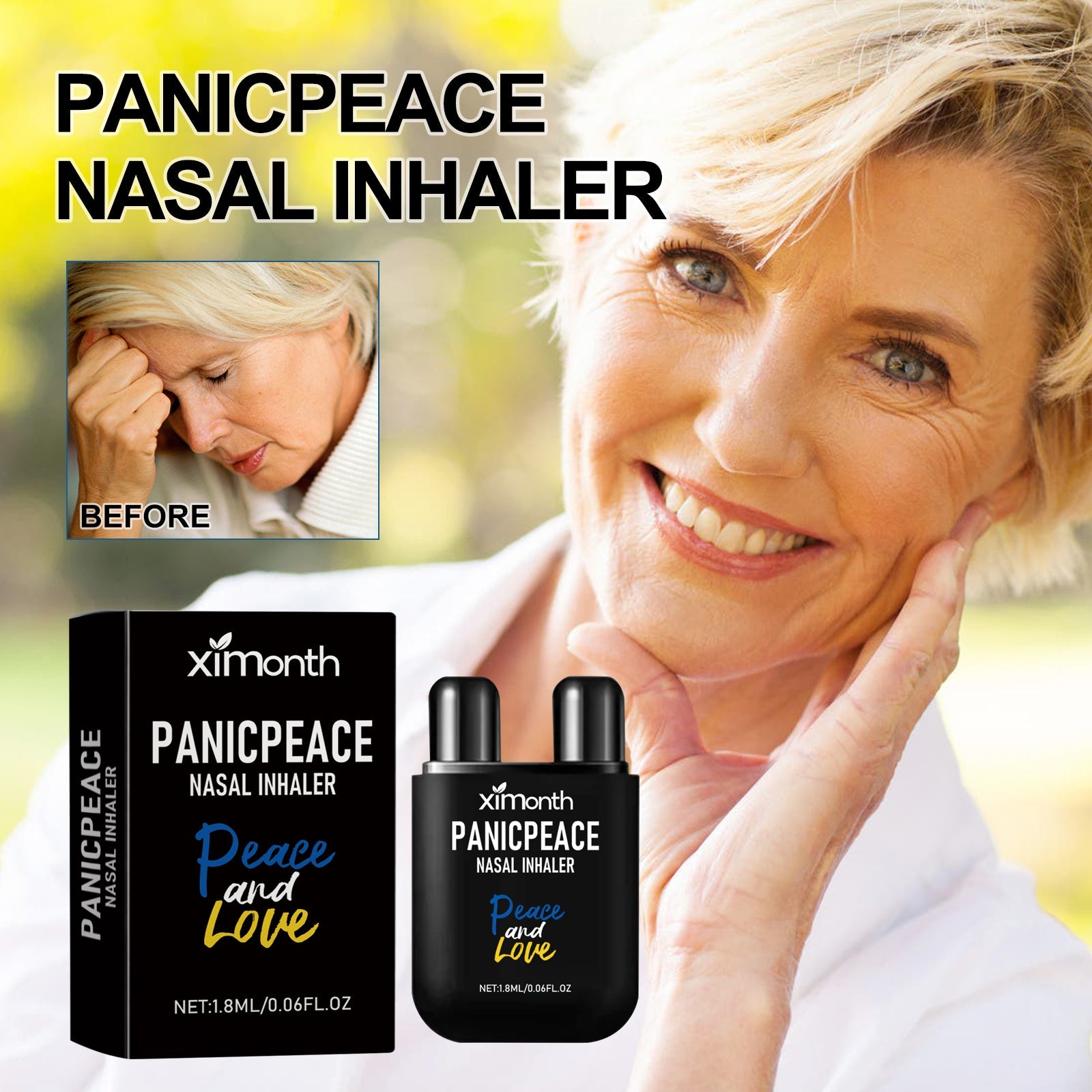 Panicpeace Nasal Inhaler, Refresh The Mind, Relax The Body And Mind, Relieve Body Fatigue, Cool The Nose, Moisturize The Skin, Tighten The Female Body, Massage The Body And Mind Pleasuressage For Physical And Mental Pleasure