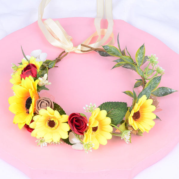 Korean style flower garland headwear sunflower children's performance scenic area decoration headwear hair accessories sunflower