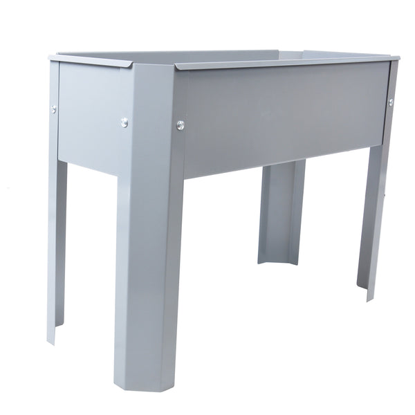 Elevated garden bed, metal elevated outdoor flowerpot box, suitable for backyard and terrace, large flowerpot Grey + Steel