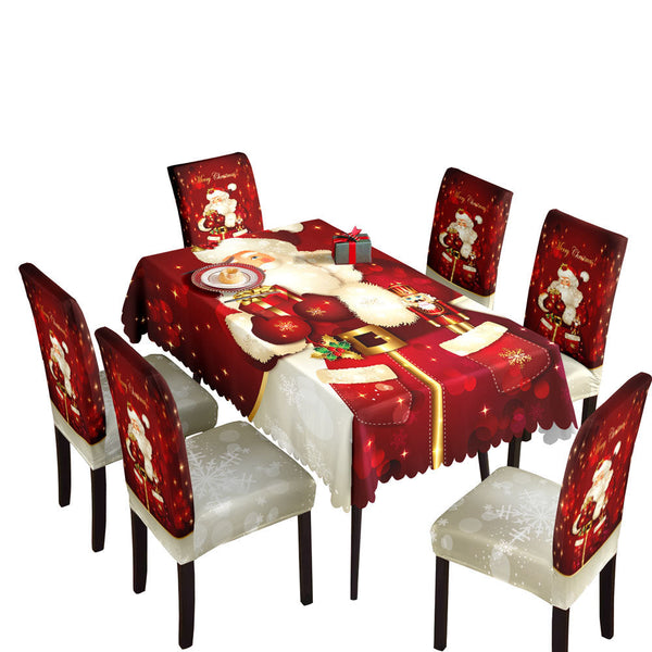 Christmas tablecloth, holiday decoration, elastic chair cover, household dining table, waterproof and dustproof tablecloth, fabric decorative tablecloth