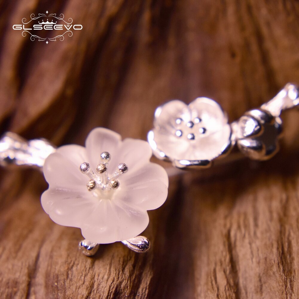 GLSEEVO 925 Sterling Silver Wedding Crystal Flower Brooch High Quality For Women Tree Brooches Mujer Handmade Jewelry