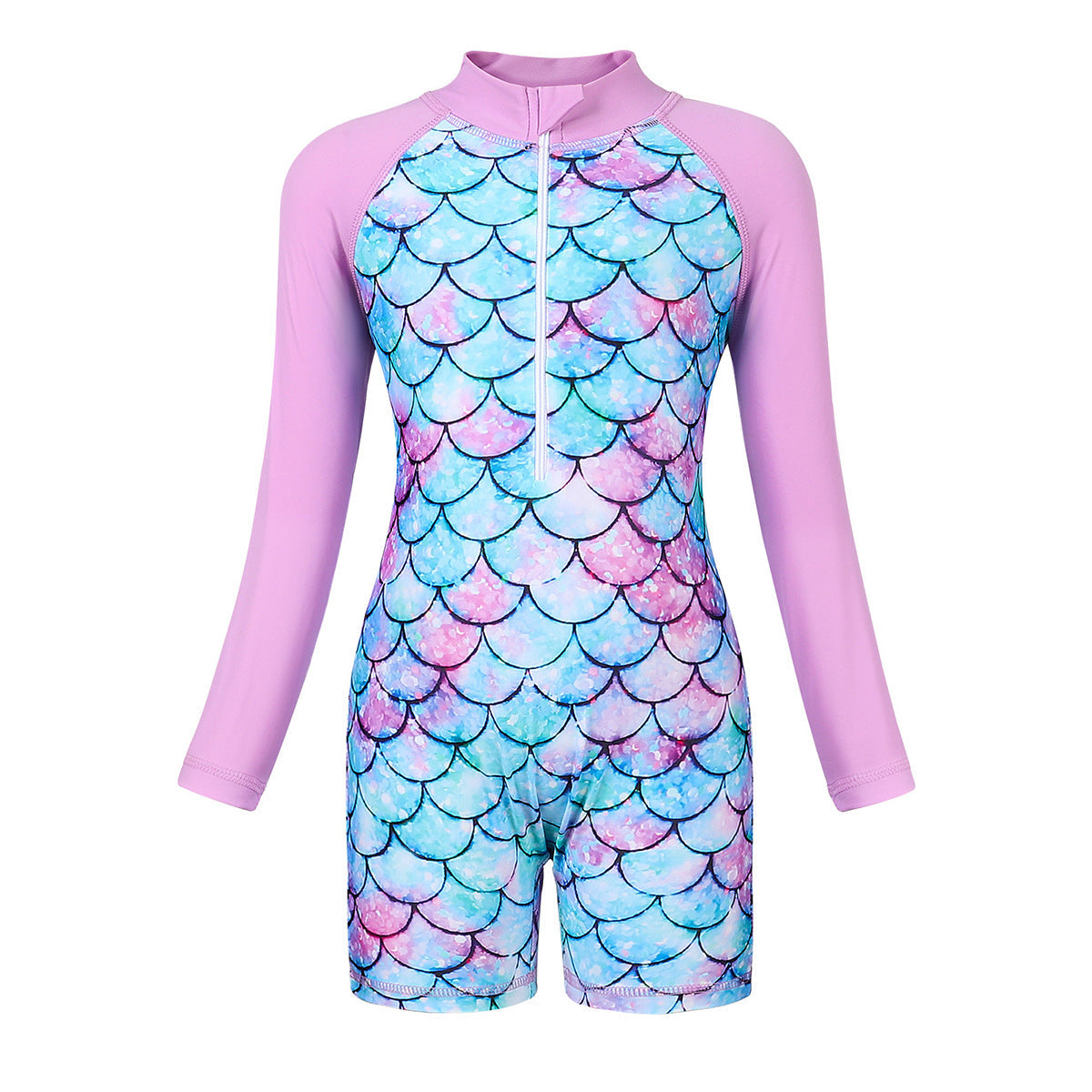 children's sun protection surfing suit girls' swimsuit long sleeved quick drying girls' one-piece mermaid swimsuit