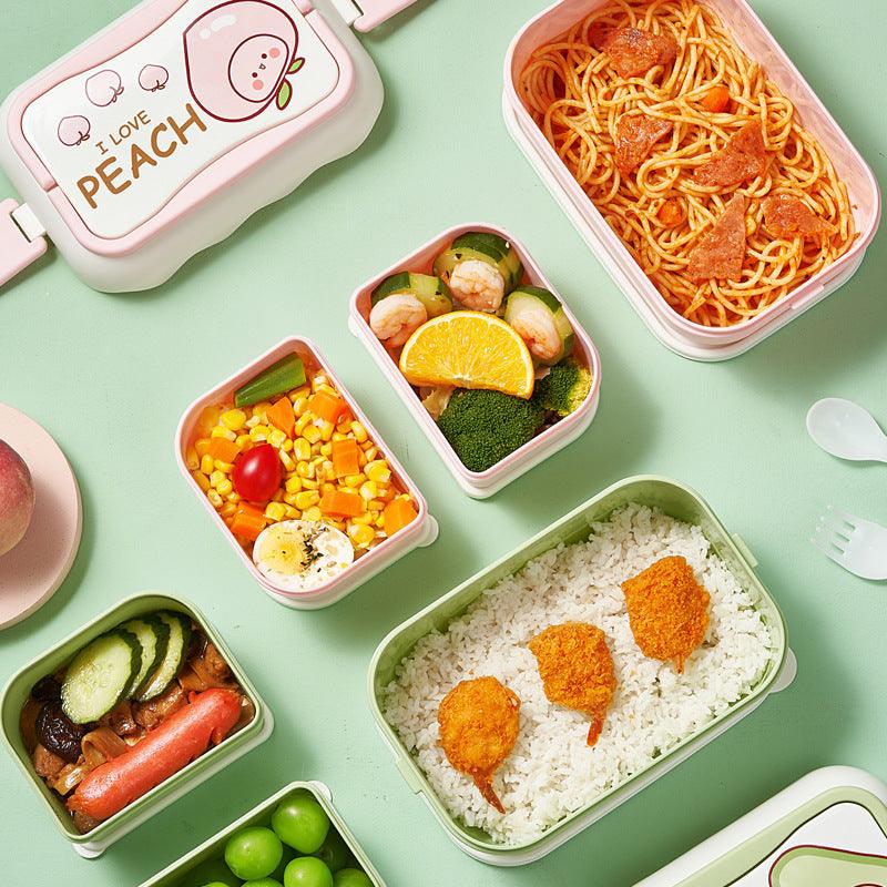 ins cartoon cute microwaveable large capacity double-layer portable lunch box lunch box