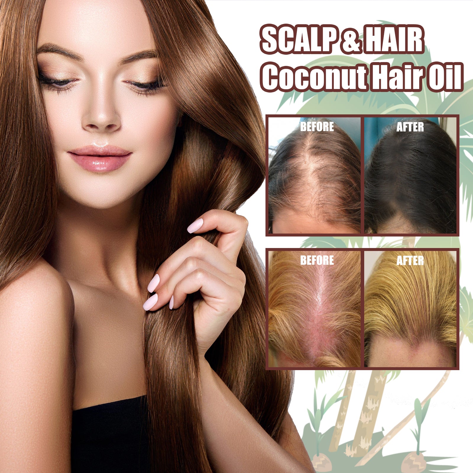 Coconut Hair Essential Oil, Moisturizes Tightens And Strengthens Hair Scalp Massage Essential Oil