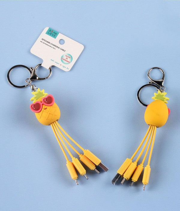 Creative cartoon data cable quirky peach blossom eye phone charging cable peach blossom eye pineapple fruit