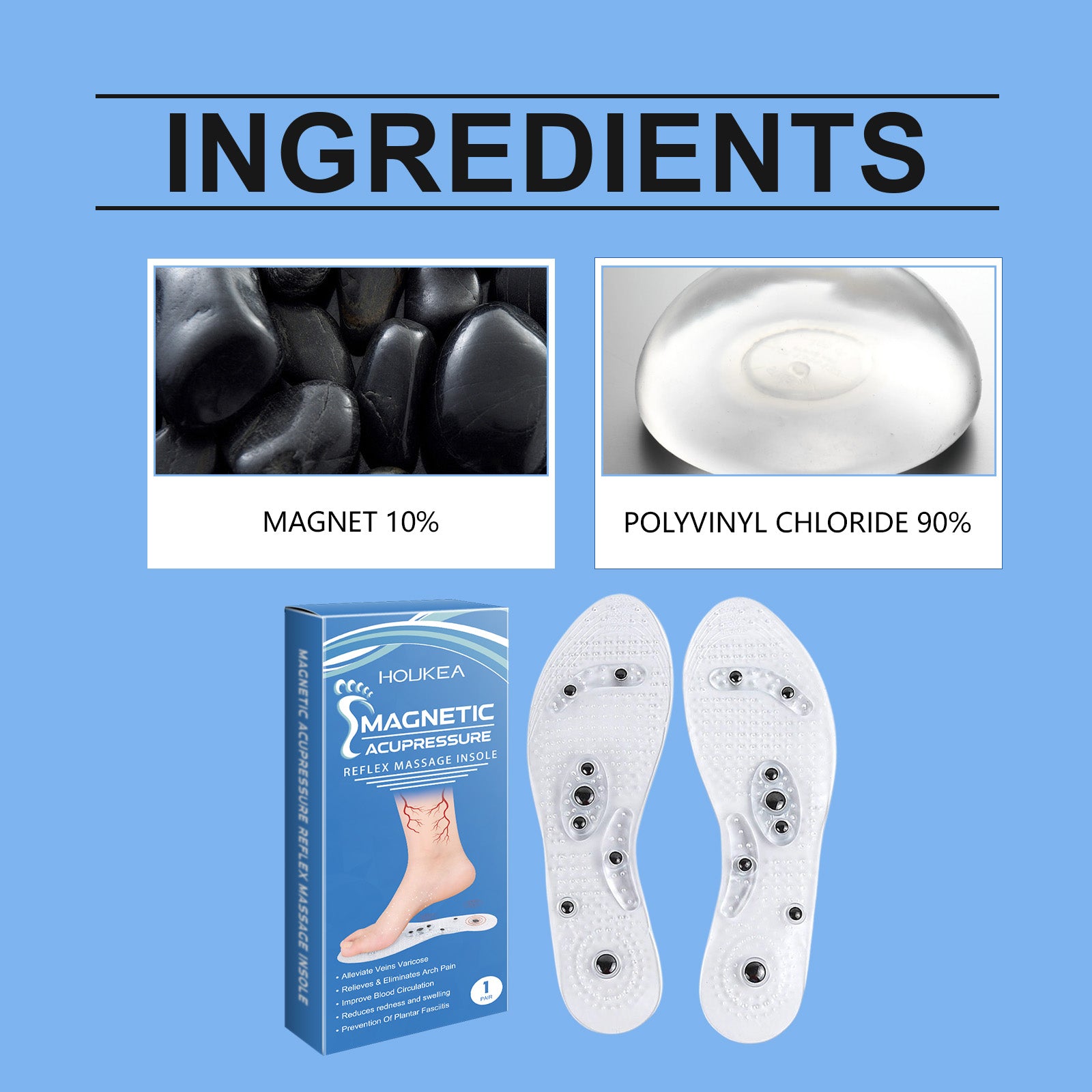 Comfortable Massage Insoles Leg Repair Raised Invisible Support Durable Lightweight Massage Insoles