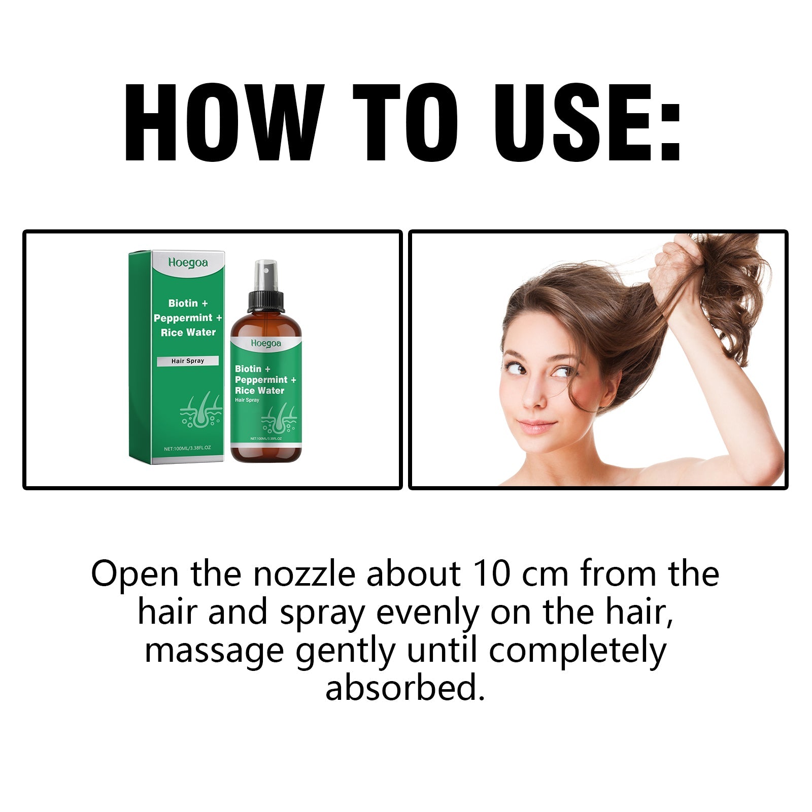 Biotin Peppermint Rice Water Hair Spray, Repair Dry Hair Soft Hair Thick Hair Flexible And Nourishing Hair