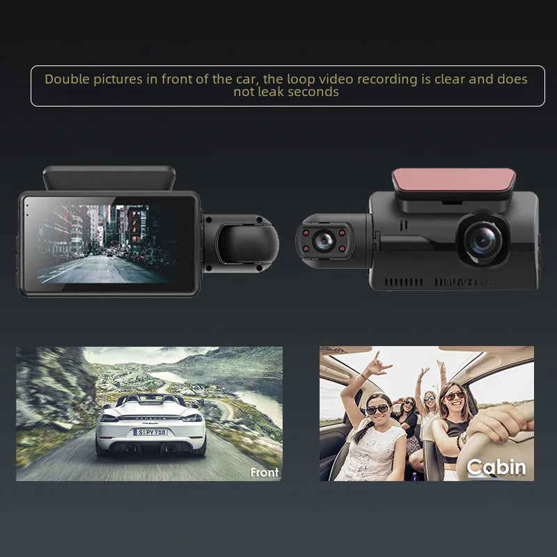 3-Inch Dual Lens 1080P Car Dash Cam 360° Recording