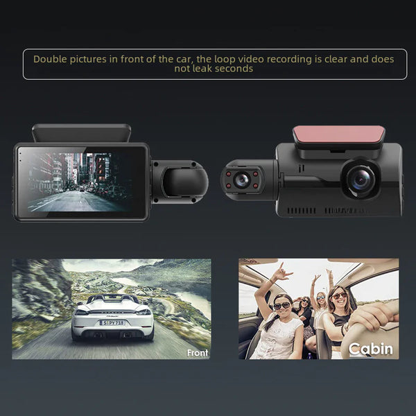 3-Inch Dual Lens 1080P Car Dash Cam 360° Recording