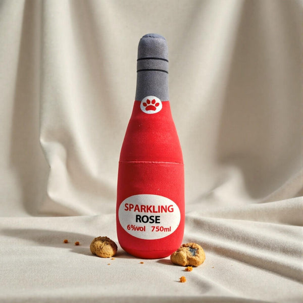 Dog Toy Realistic Wine Bottle Chew-Resistant Self-Entertainment Plush Toy for Cats and Dogs Teeth Cleaning Sound-Making Toy