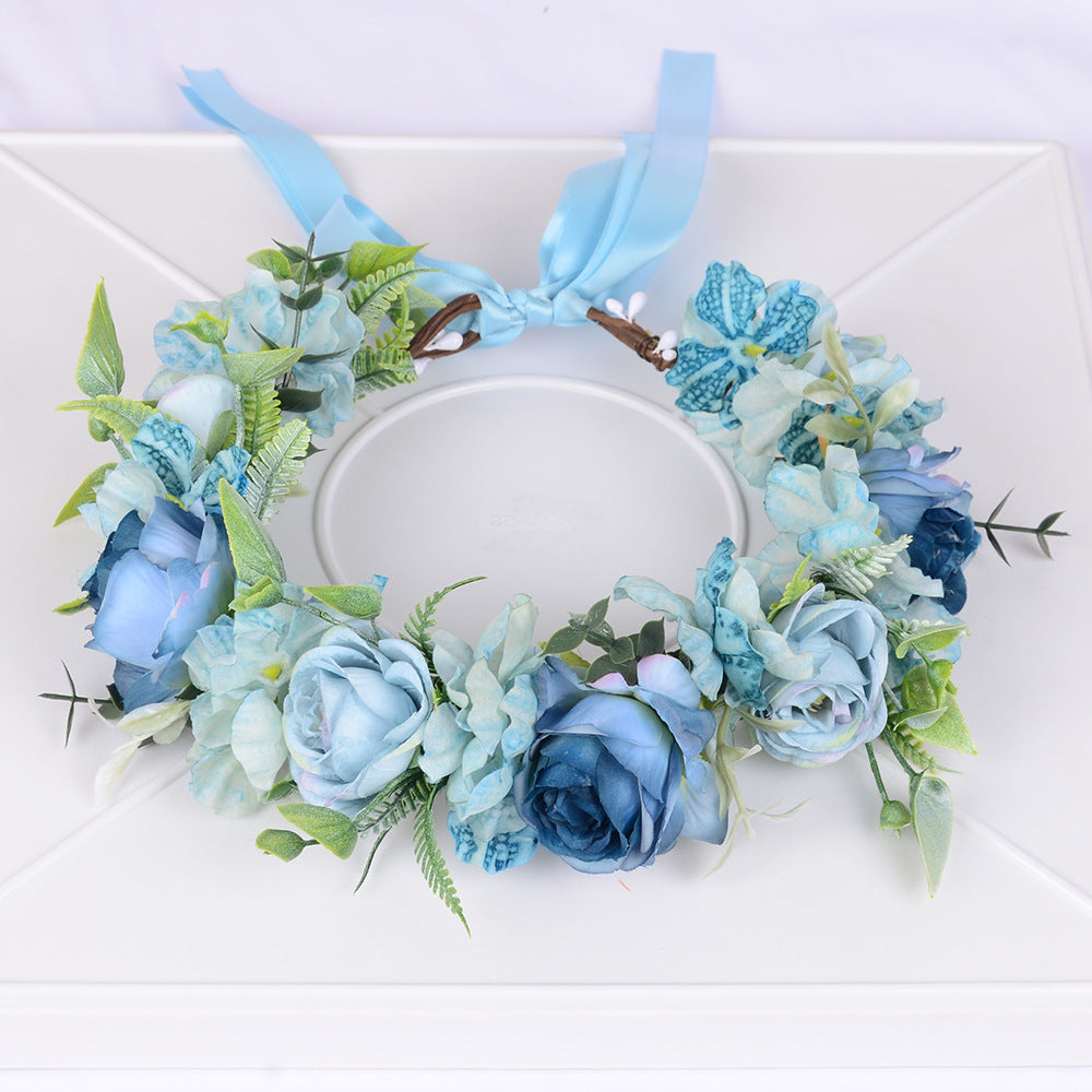 Mori series dried flower wreath bridal headdress crown hairdress wedding accessories Beach Resort studio props