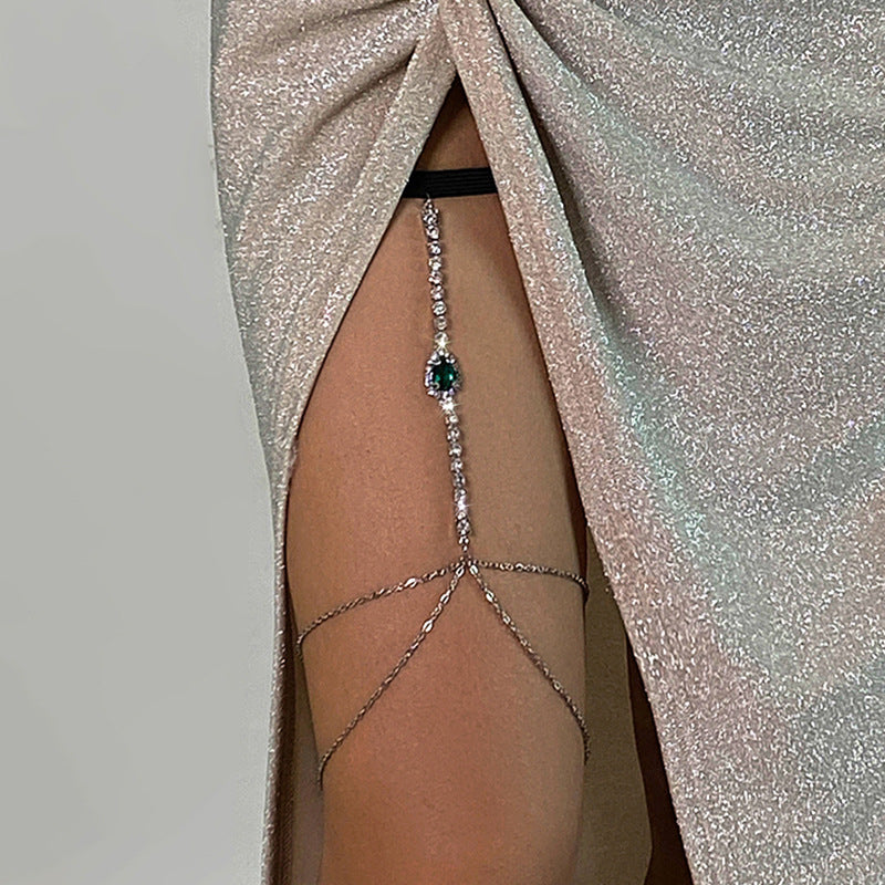 Lolita lace sexy leg ring body chain spicy girl beach fringe rhinestone thigh chain