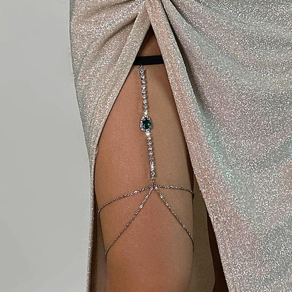 Lolita lace sexy leg ring body chain spicy girl beach fringe rhinestone thigh chain