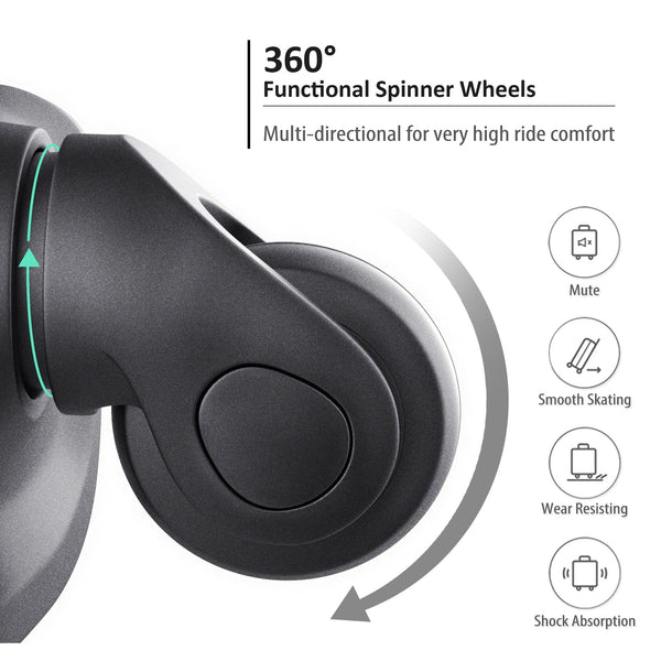 Expanable Spinner Wheel 2 Piece Luggage Set ABS Lightweight Suitcase with TSA Lock 20inch+24inch Dark Gray + Plastic