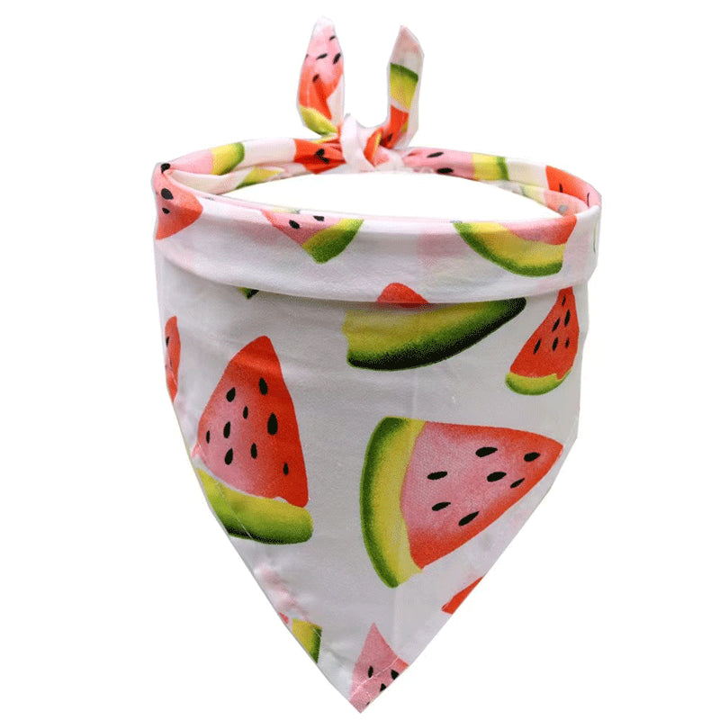 Pet Accessories Summer Pet Drool Towel Fruit Style Pet Scarf Pure Cotton Dog Triangle Scarf