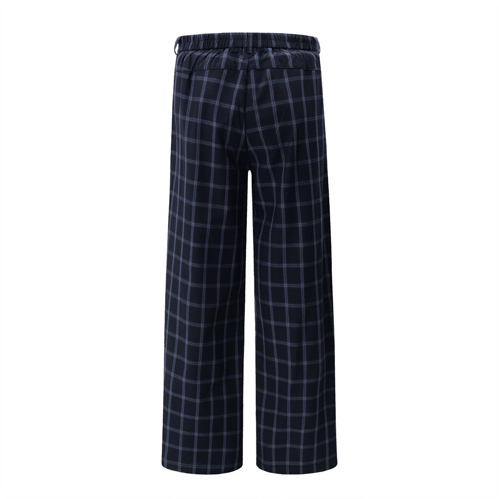 Street Trend Retro Plaid Casual Pants Men's Sportswear High Street Vibe Loose Plaid Wide Leg Straight Trousers