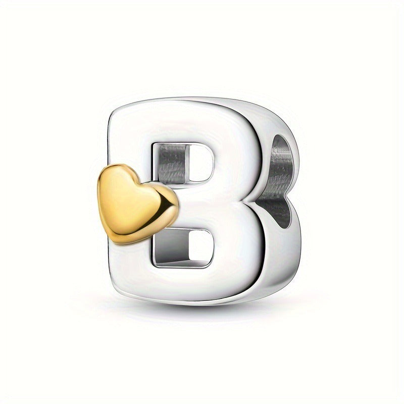 Copper Plated Silver English Letter Pendant Bead Bracelet Necklace Diy