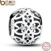 BAMOER Beads Fit Charm Bracelet 925 Sterling Silver Intricate Lattice Openwork Ball PAS060