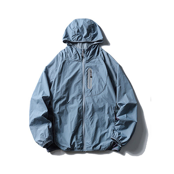 Camouflage Spliced Thin Hooded Sun Protection Clothing Men's Outdoor Sports Reflective Design Casual Jacket Trendy