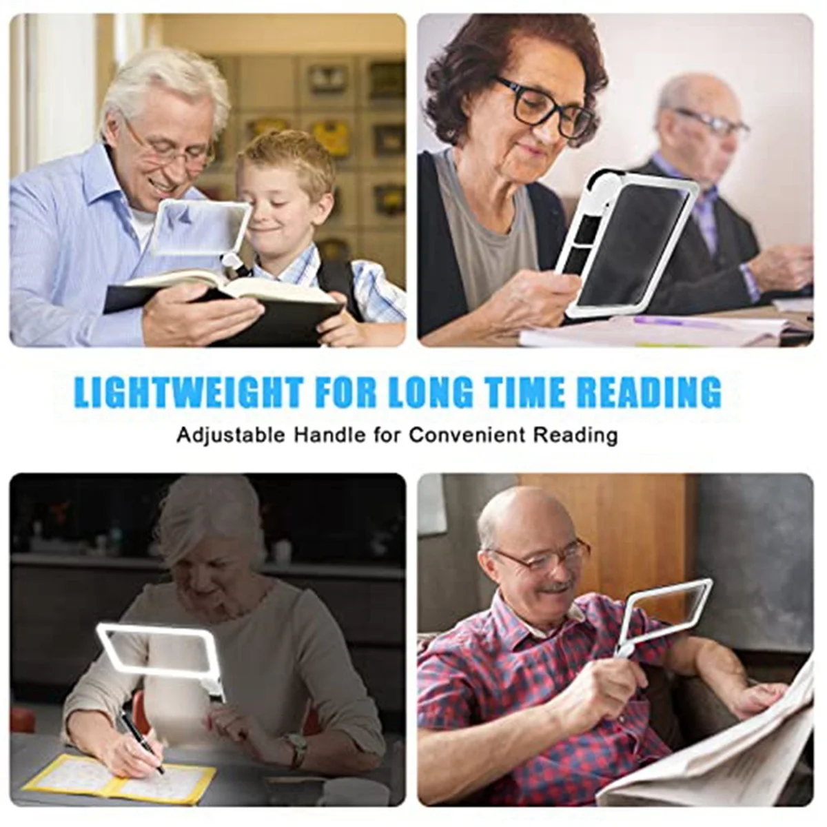 Full-Page 5X Magnifying Glass for Reading, Folding Lighted Magnifier with 48 LED Lights, Rectangular Handhold Magnifier
