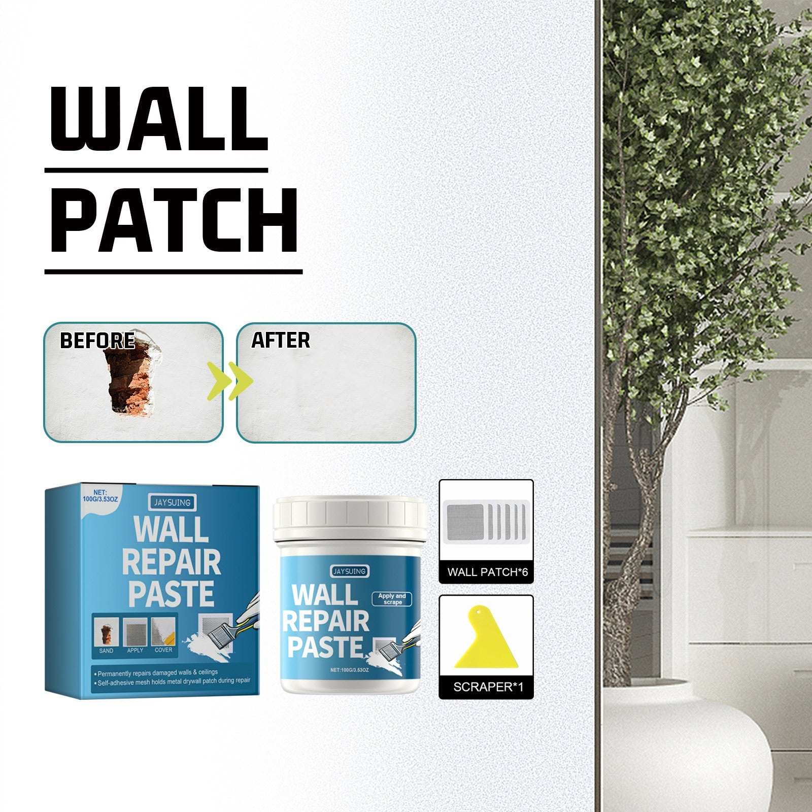 Wall Leak Fill Repair Plaster Set Home Wall Repair Cover Stain Reconditioning Paint