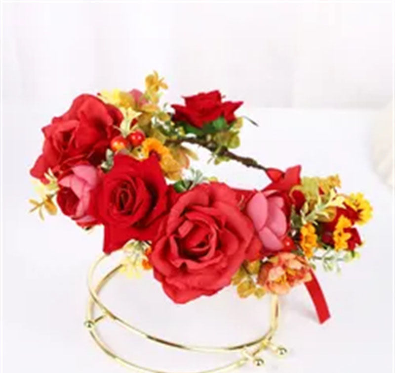 Korean style flower garland headwear, fresh flower crown, fashion show, dance party, flower crown, vacation, countryside props,