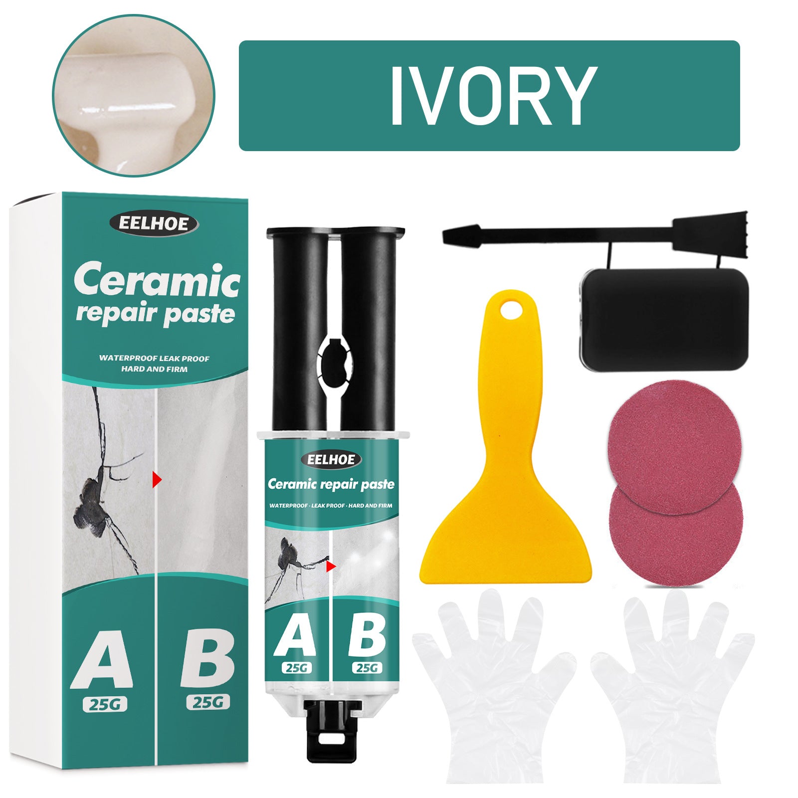 EELHOE Tile Repair Paste Tile Repair AB Glue Set Crack Repair Agent Ceramic Adhesive