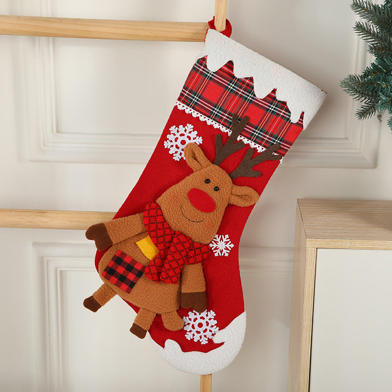 Christmas Day Decoration Cartoon Old Man Elk Snowman Window Decoration Cute Home Christmas Style Gift Bag Hanging Socks