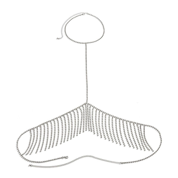 Sexy Claw Chain Tassel Cross Body Chain One Piece Silver Bodychain