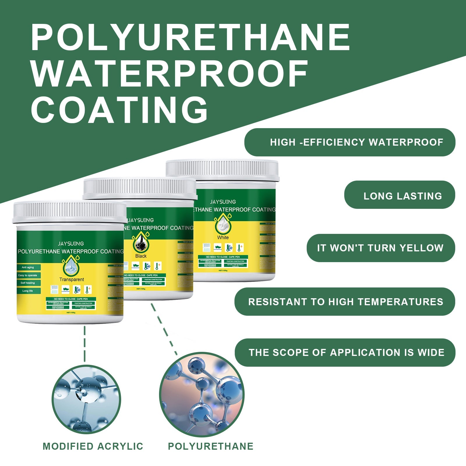 Polyurethane Waterproof Coating, Roof Bathroom Pipe Leakproof Smashing Brick Transparent Waterproofing Agent Wall Paint