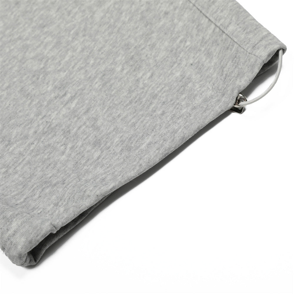 Street Trend Loose Straight Leg Long Pants Men's Sports Sweatpants Solid Color Versatile Casual Ankle Drawstring Trousers