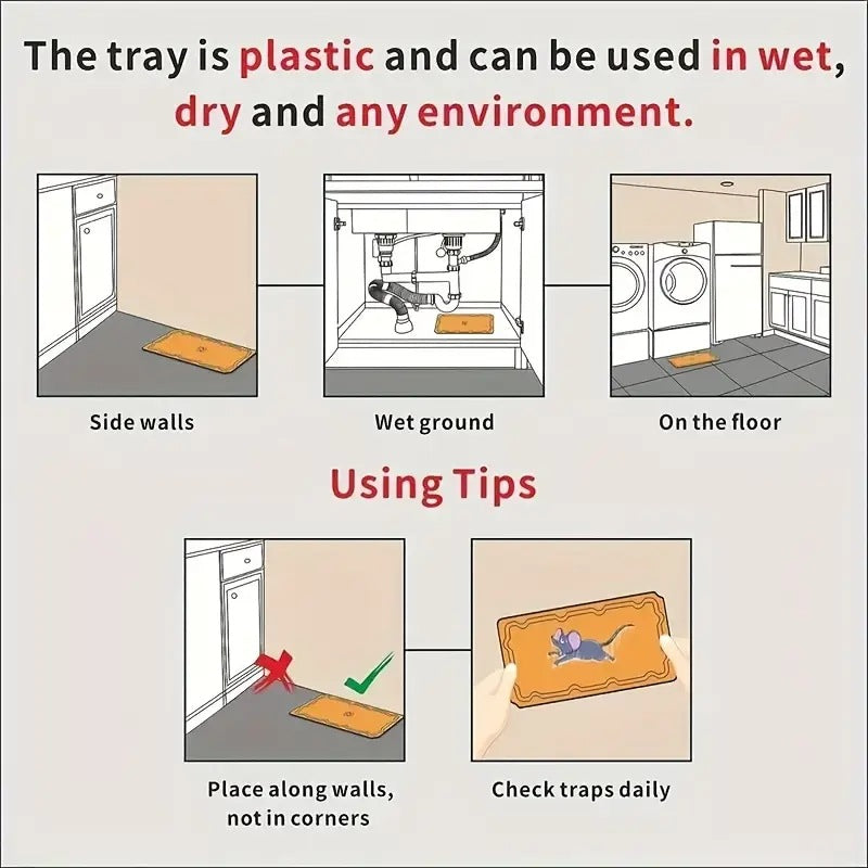2pcsEliminate Mice & Insects Instantly Mouse & Insect Glue Traps Ready To Use Indoors,Rodent Mouse Rat Insect Sticky Adhesive
