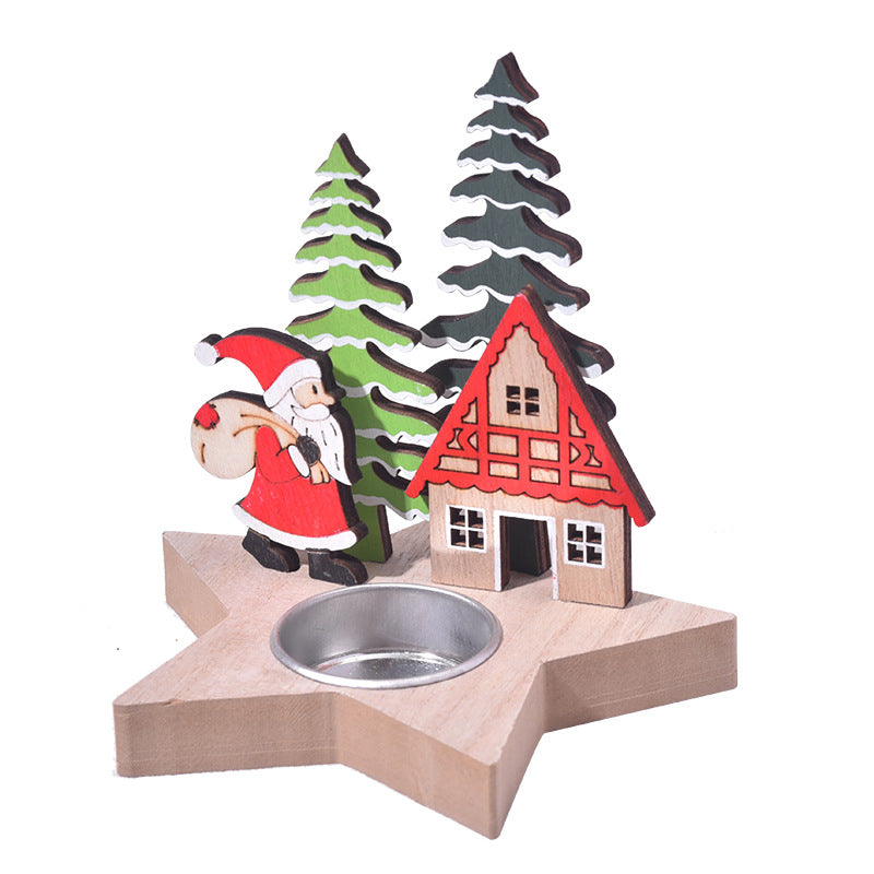 Christmas Decoration New Product Christmas Wooden Candle Stand Desktop Decoration Christmas Daily Necessities